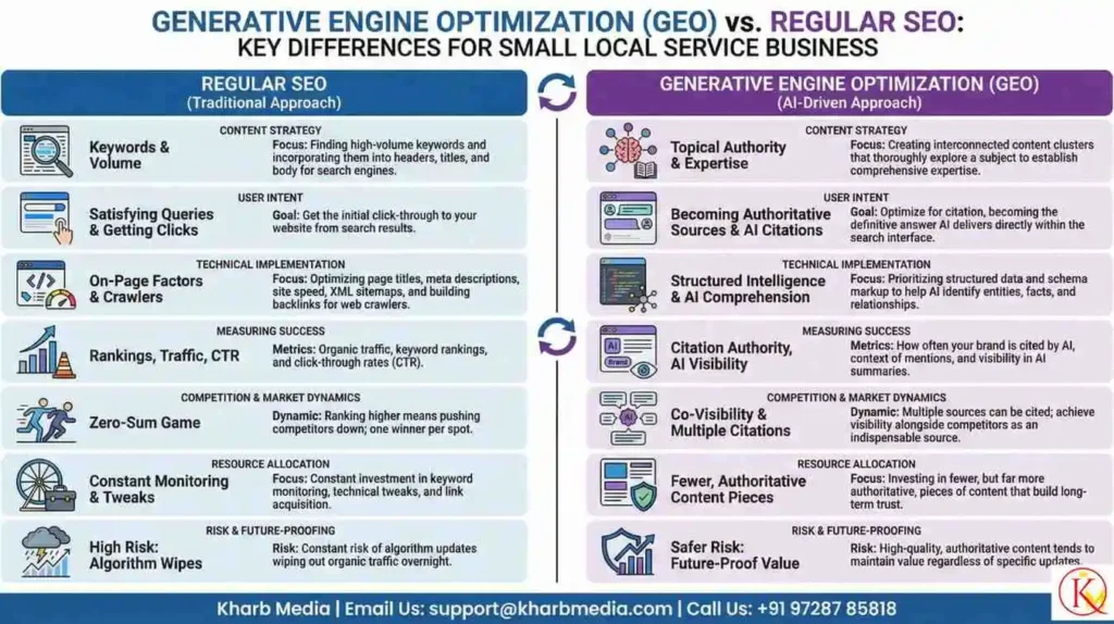 Generative Engine Optimization vs Regular SEO Small Local Service Business 1 Generative Engine Optimization vs Regular SEO Small Local Service Business Key Differences