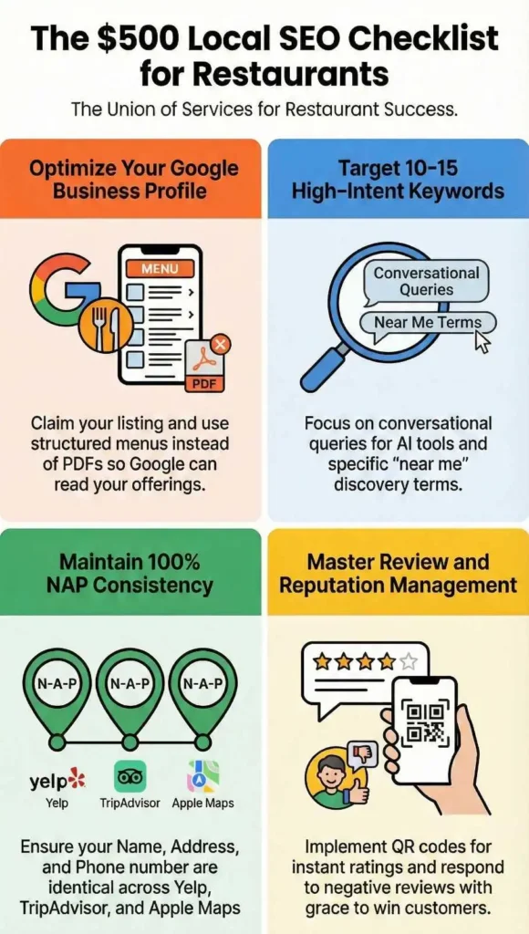 Local SEO Packages for Restaurants Under $500 Monthly 1 The $500 Local SEO Checklist For restaurants